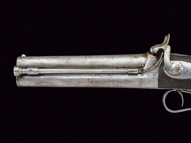 An over and under barreled percussion pistol by Jalabert Lamotte - Image 2 of 5