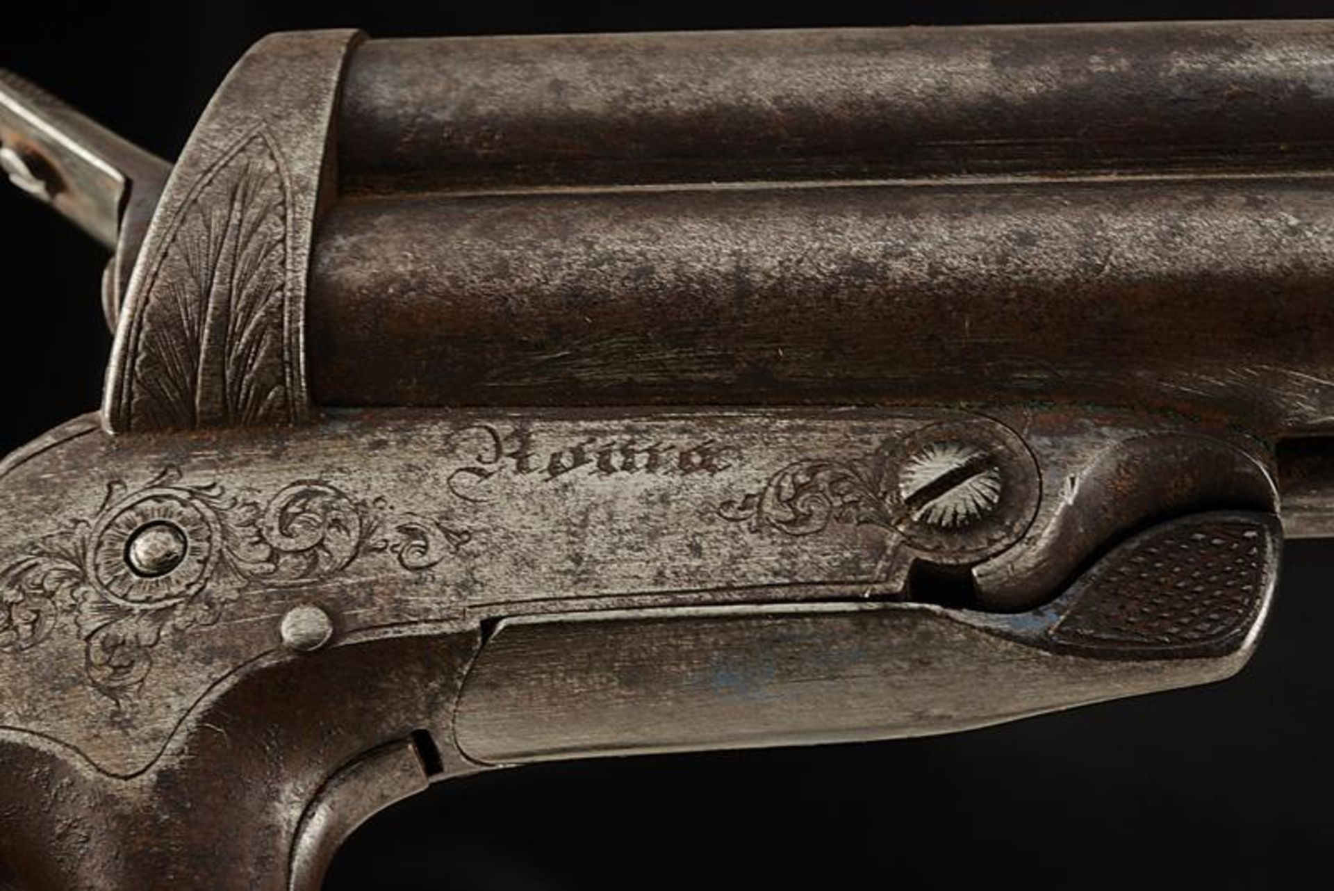 A rare Sharps type four barrelled rim-fire pistol by Toni - Bild 3 aus 5