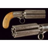 A six shots percussion pepperbox revolver by Mariette