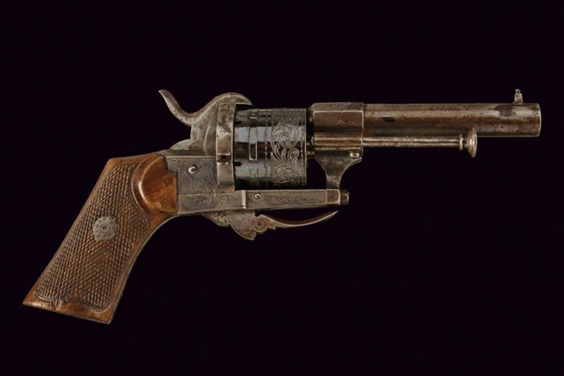 An engraved Lefeaucheux pinfire revolver - Bild 3 aus 3