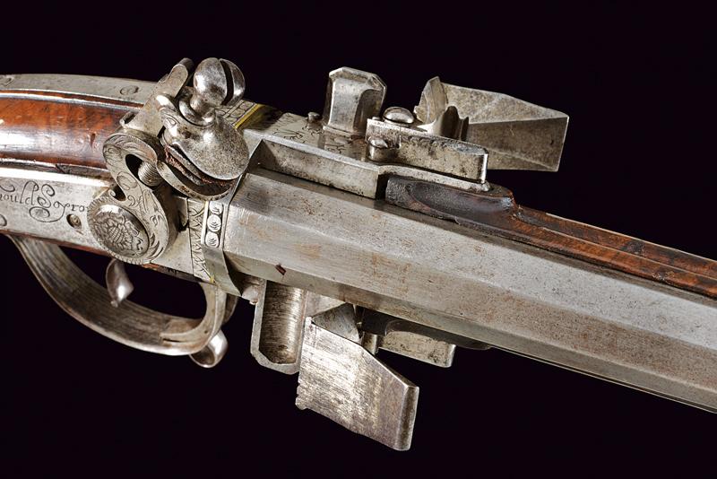 A very scarce pair of flintlock Wender pistols by Arnould Soyron - Image 5 of 11