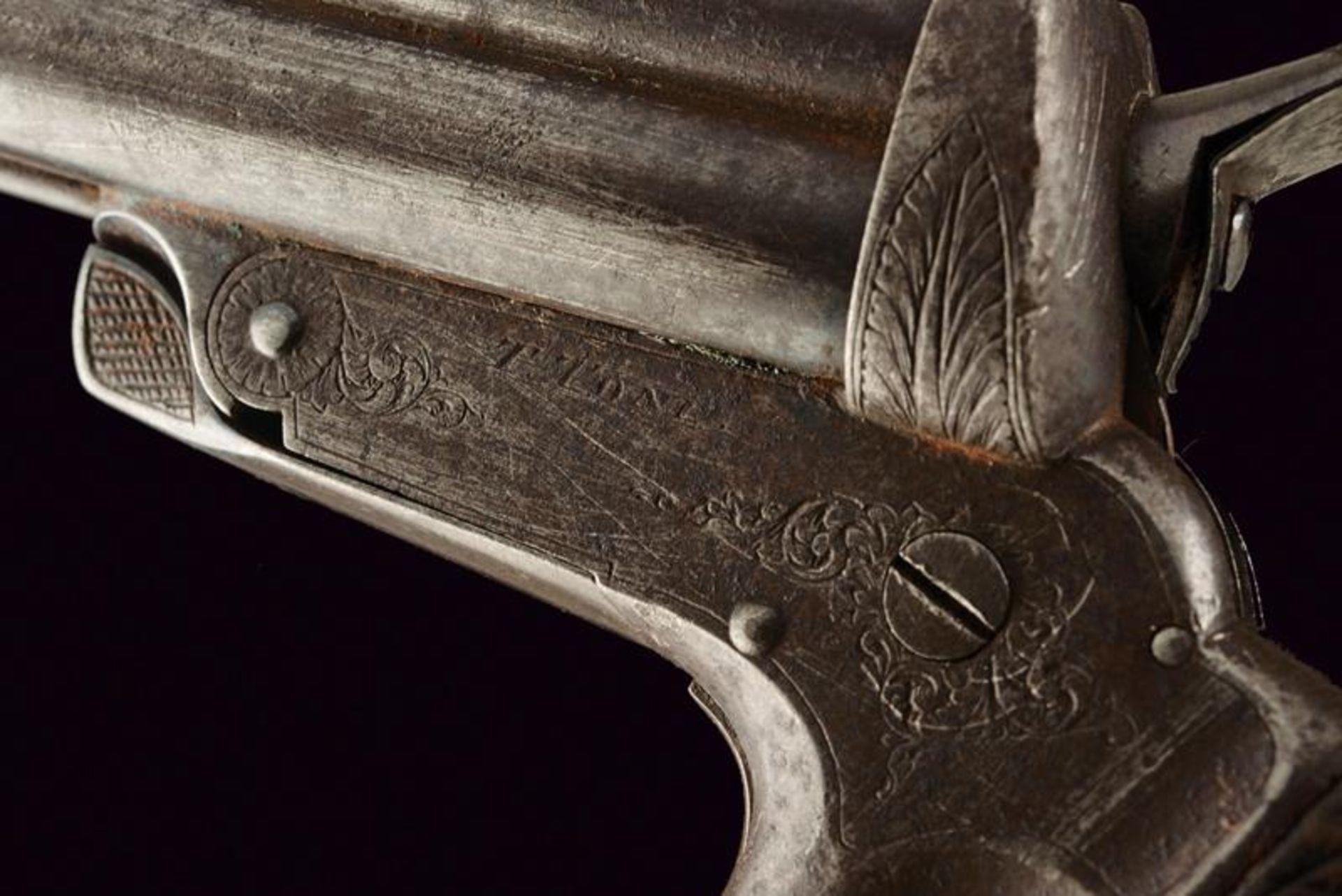 A rare Sharps type four barrelled rim-fire pistol by Toni - Bild 4 aus 5