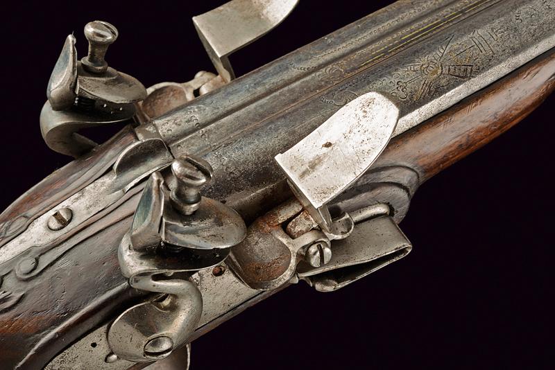 A pair of double barrelled flintlock pistols - Image 3 of 5