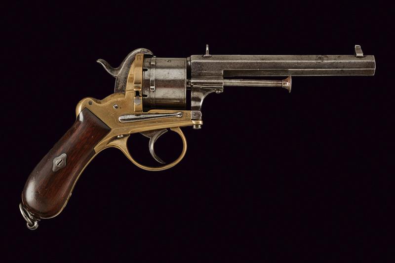 A rare Lefaucheux pin fire revolver with brass frame - Image 5 of 5