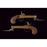 A pair of marine percussion boxlock pistols with bayonet