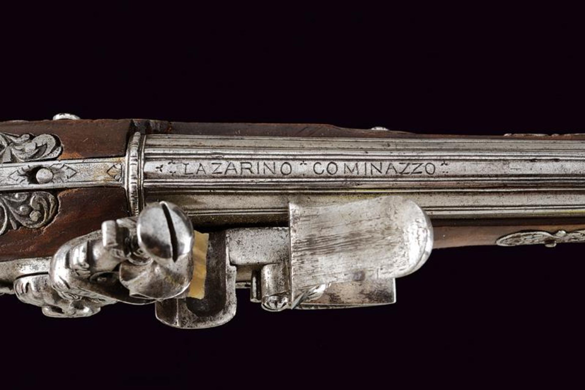 A beautiful and important pair of flintlock pistols, attributed to Ponsino Valet Borgognone - Bild 5 aus 13