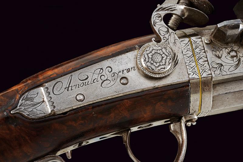 A very scarce pair of flintlock Wender pistols by Arnould Soyron - Image 2 of 11