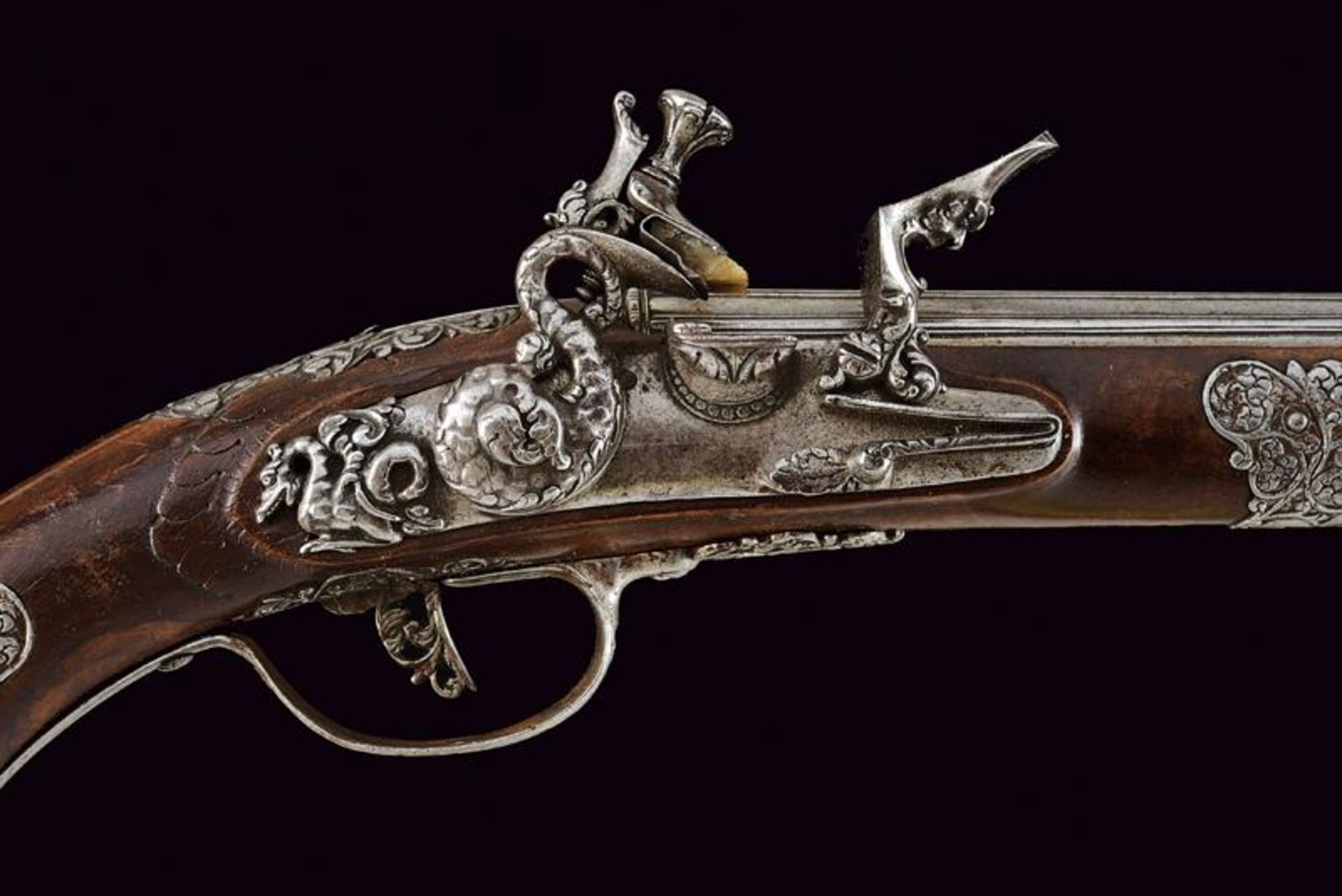 A beautiful and important pair of flintlock pistols, attributed to Ponsino Valet Borgognone - Image 3 of 13