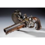 An extremely rare officer's flintlock pistol with lantern by Regnier