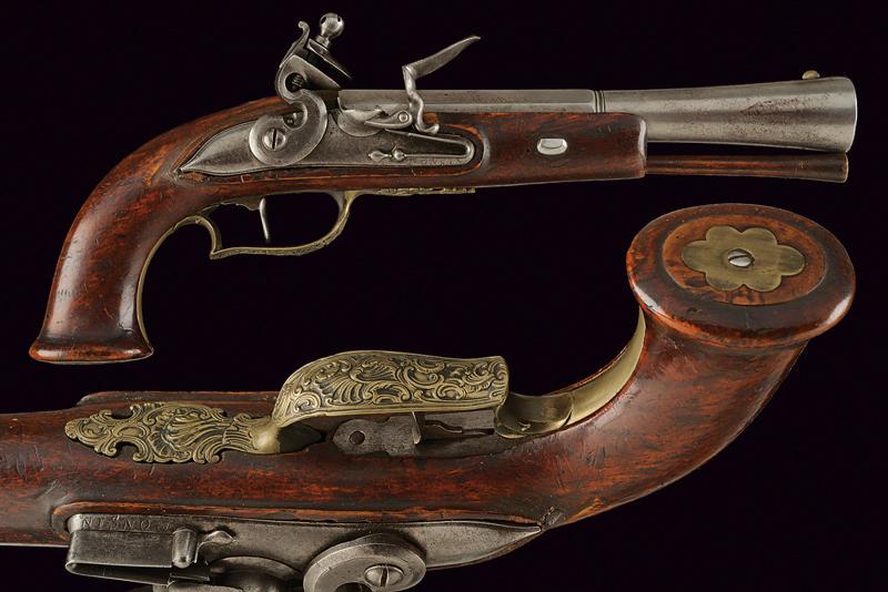 A flintlock blunderbuss pistol signed Ponsin