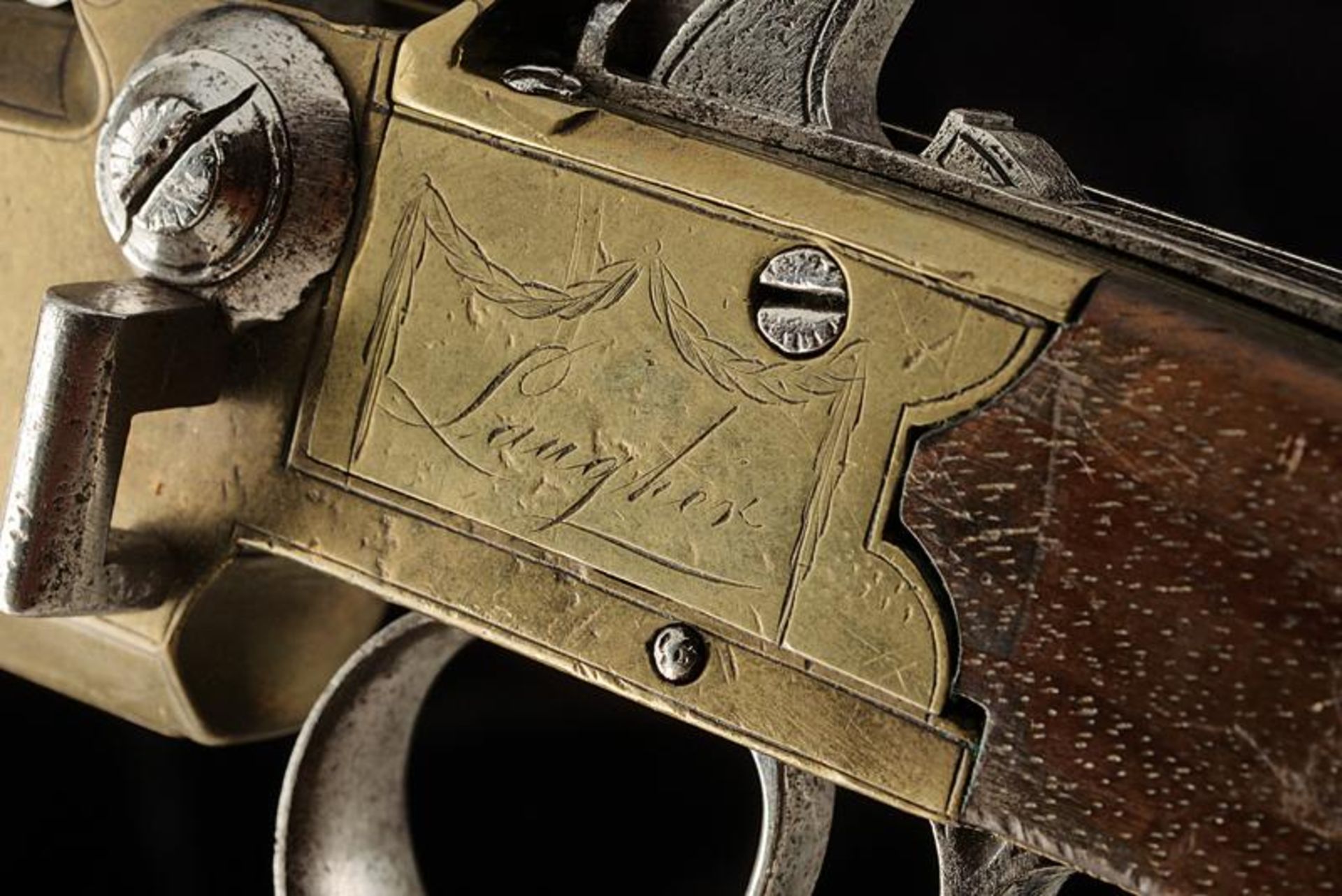 A double barrelled navy flintlock pocket pistol - Bild 3 aus 4
