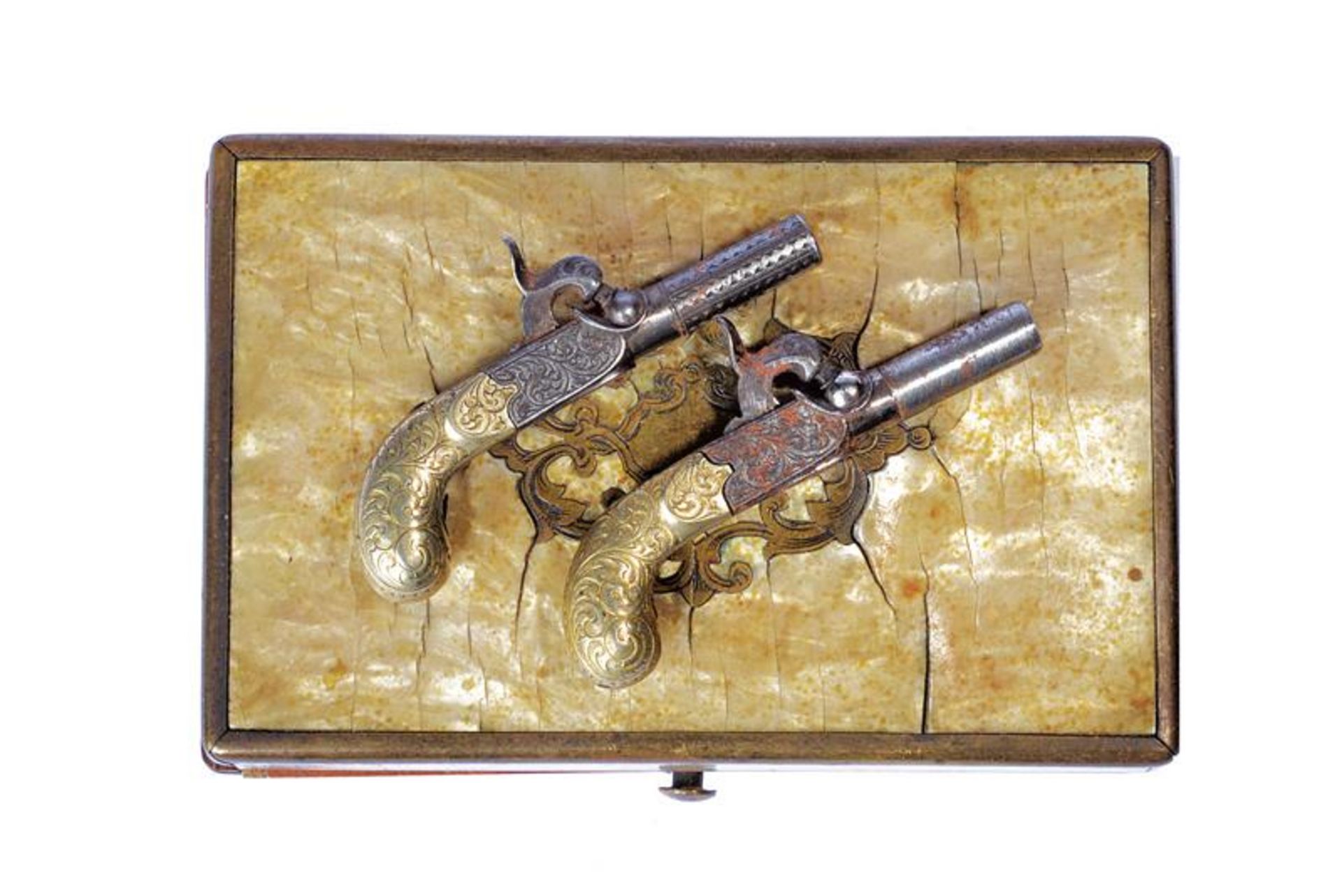 A cased pair of miniature percussion pistols - Bild 6 aus 6