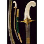 A rare gold decorated kilij with jade hilt
