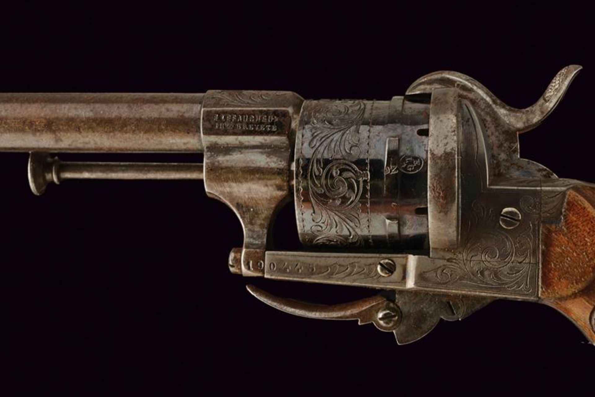 An engraved Lefeaucheux pinfire revolver - Bild 2 aus 3