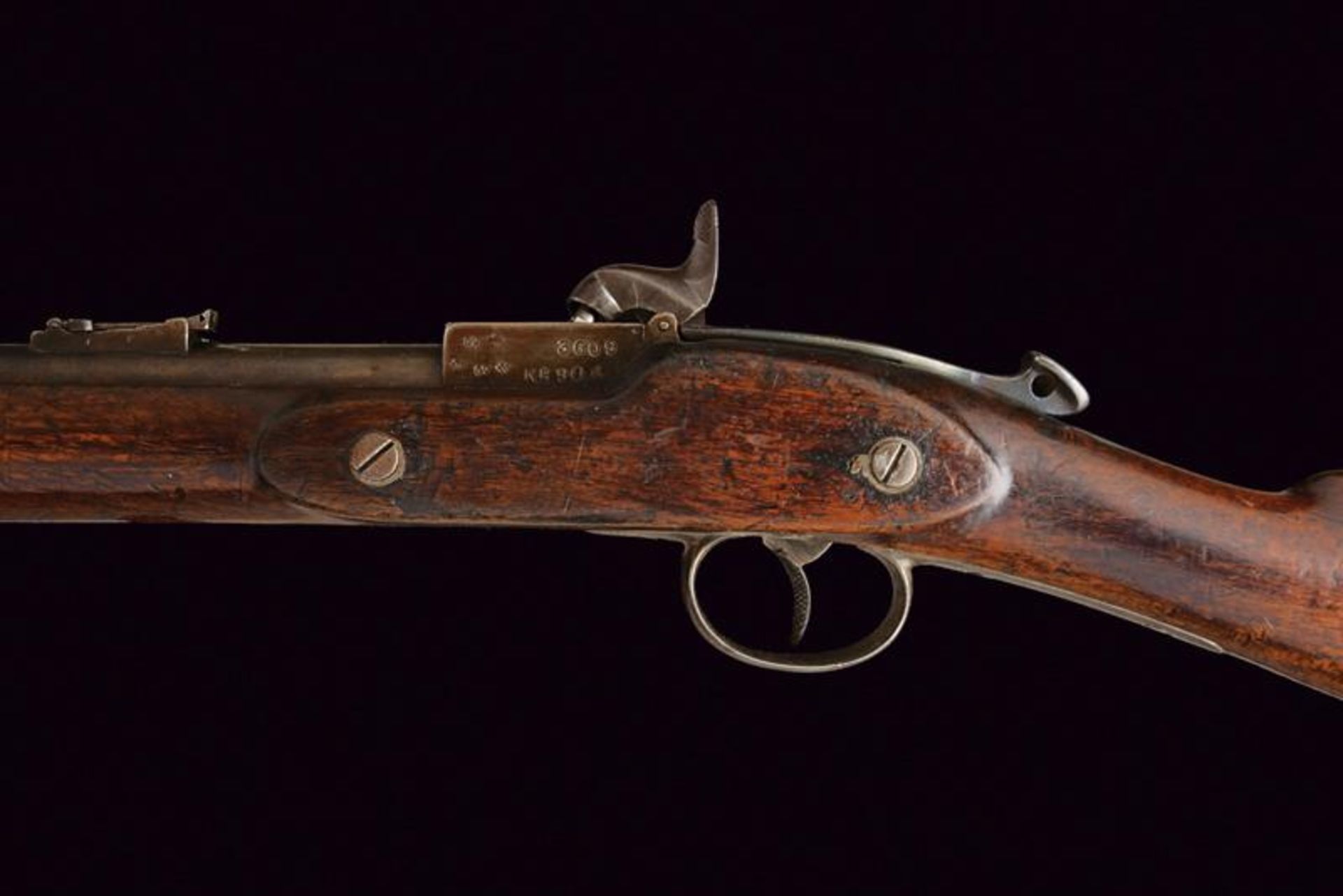 A rare Whitwort percussion carbine with Westely Richards 'Monkey Tail' breechloading system - Bild 4 aus 6