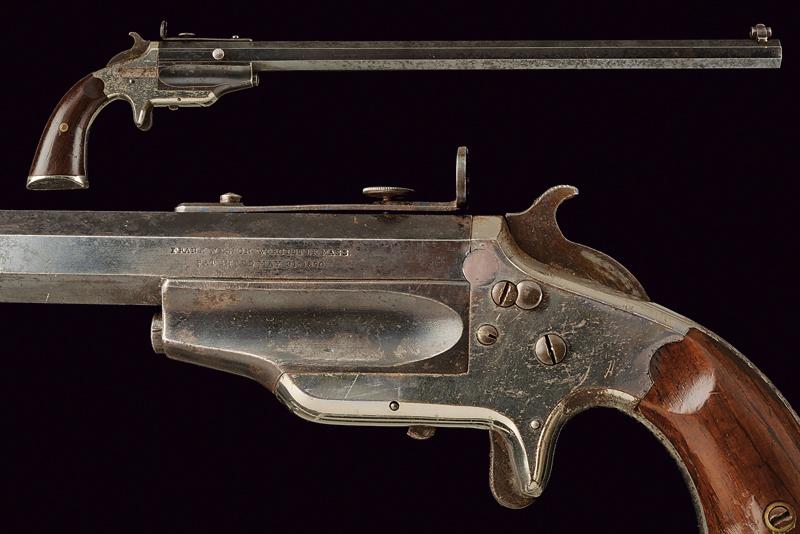 A center fire pistol with long barrel by Frank Wesson