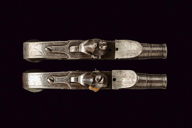 A pair of all-iron flintlock travel pistols - Image 2 of 3