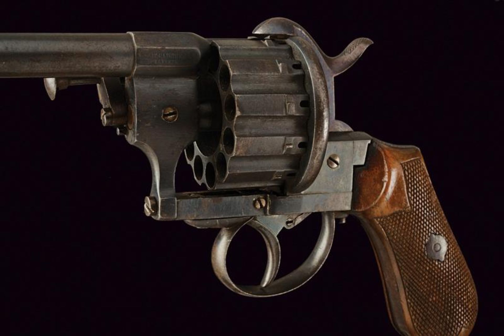 A rare twelve-shot pin-fire revolver by Chaineux - Bild 2 aus 6