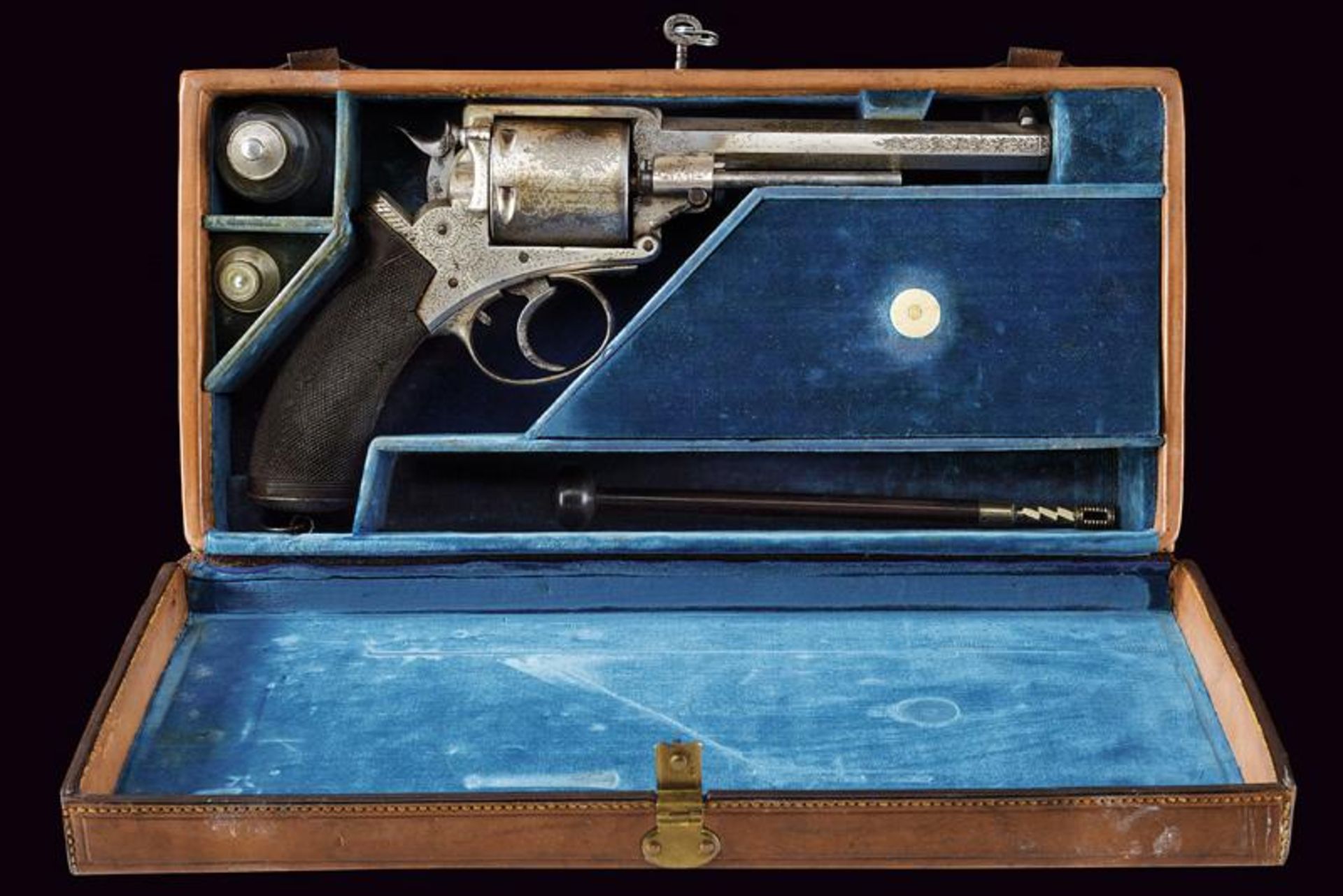 A rare cased Adams center fire revolver