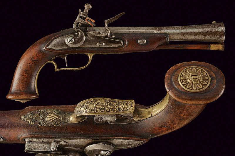 A flintlock blunderbuss pistol signed Ponsin