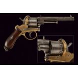 A rare Lefaucheux pin fire revolver with brass frame