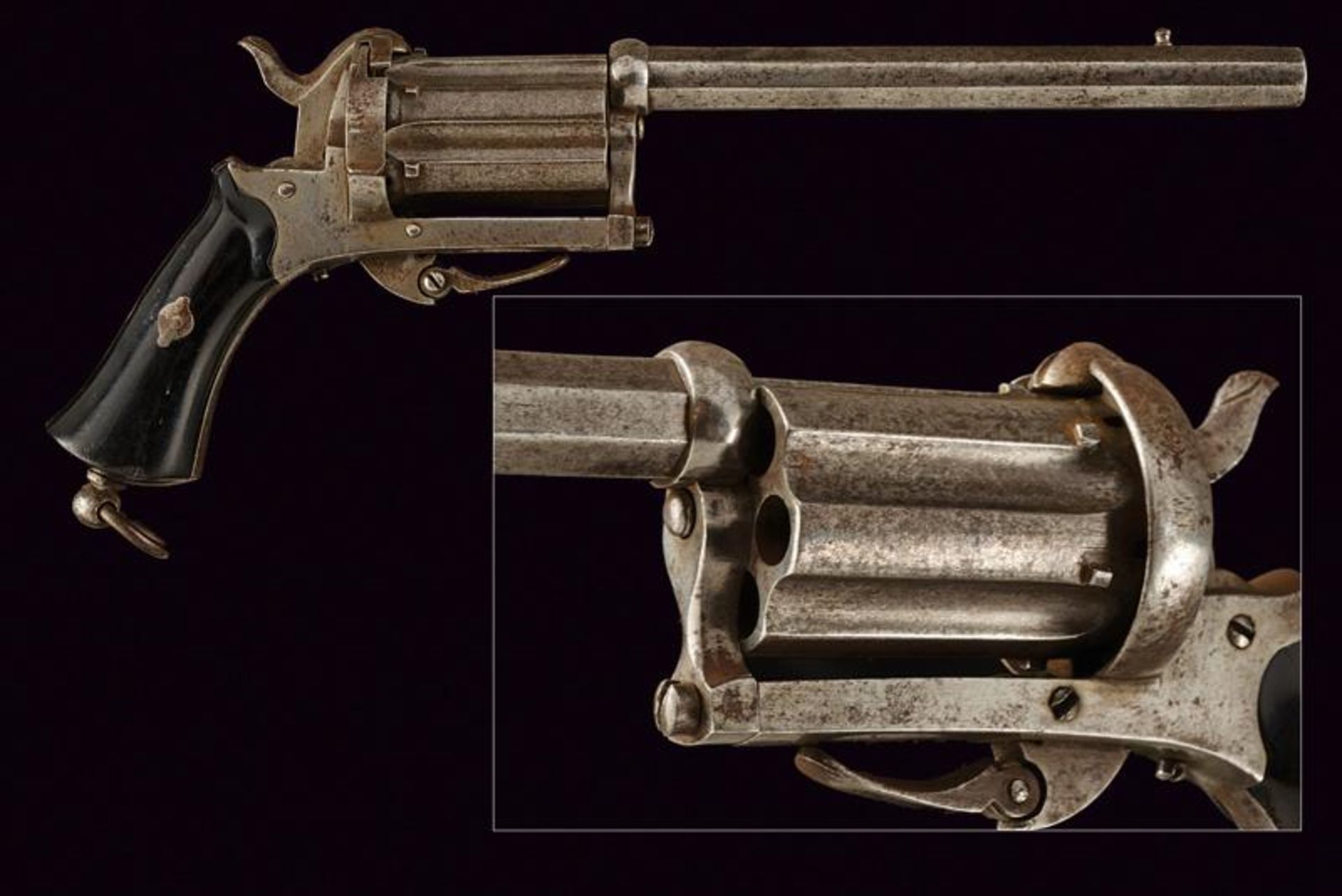 A pinfire pepperbox revolver