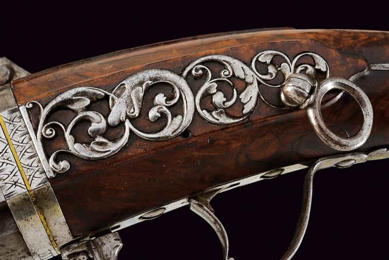 A very scarce pair of flintlock Wender pistols by Arnould Soyron - Image 6 of 11