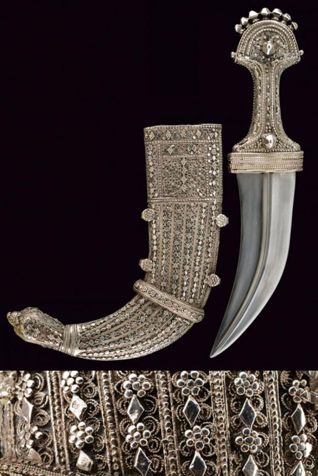 A silver mounted Jambiya