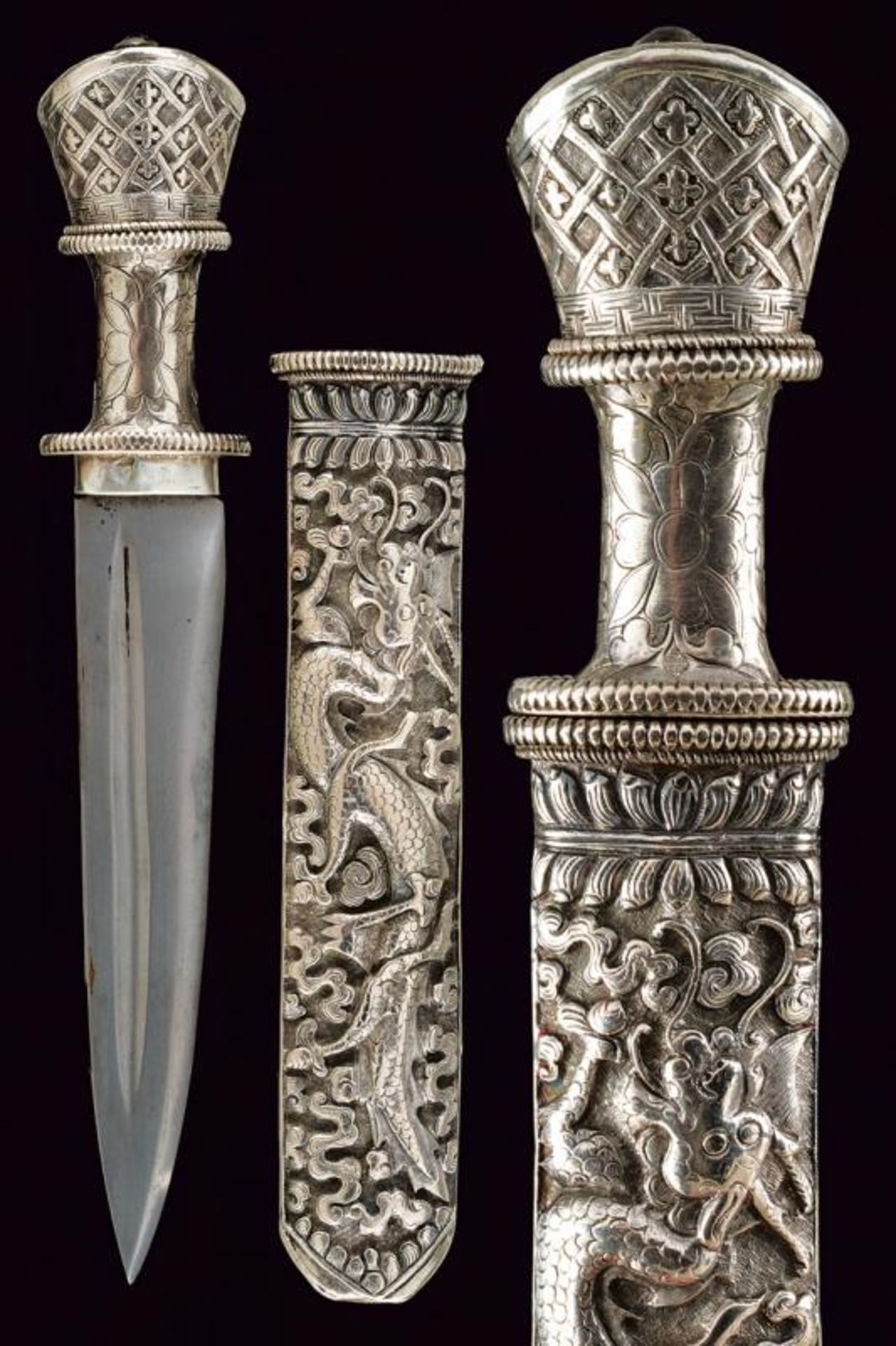 A beautiful silver mounted knife