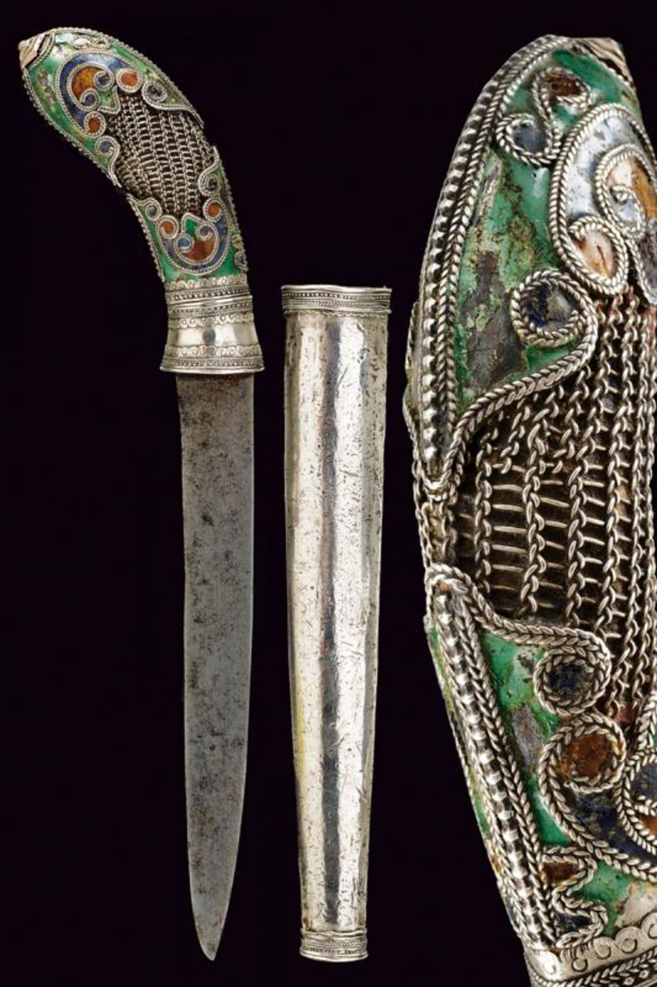 A silver decorated knife