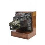 A bronze wolfhead