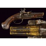 A beautiful double-barrelled flintlock pistol