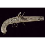 A rare over and under barrelled flintlock pistol