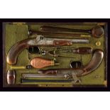 A cased pair of dueling percussion pistols by Moreau