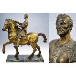 A bronze equestrian statue