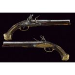 An interesting and fine pair of flintlock pistols by Deop