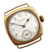 Waltham 9ct gold wristwatch Birmingham 1927 ref 402057, movement no 26165096 case diameter 3.