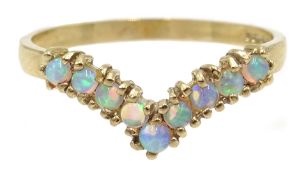 9ct gold opal wishbone ring, hallmarked Condition Report Approx 1.