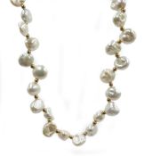 9ct gold bead and pearl necklace,