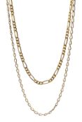 9ct gold figaro link necklace and one other chain necklace, both hallmarked 9ct, approx 8.