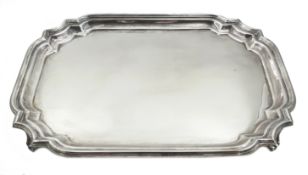 Silver rectangular tray on four feet by William Hutton & Sons Sheffield 1934, 35.