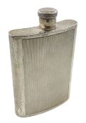 Ladies silver hip flask, engine turned decoration by P H Vogel & Co London 1972 10.6cm 3.