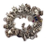Heavy silver charm bracelet, approx 5.2oz Condition Report <a href='//www.
