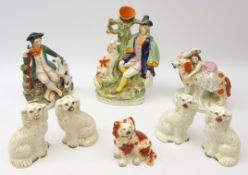 19th century Staffordshire figure of a Huntsman with Dog, flatback group 'Dog Tray',