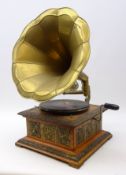 Brass mounted wind up Gramophone, H63cm Condition Report <a href='//www.