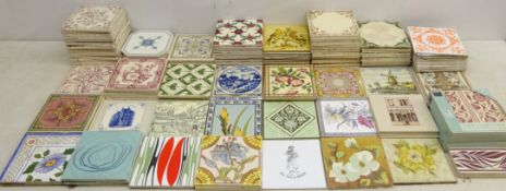 Large collection of modern dust-pressed block printed tiles including six 1960's Richards tiles and