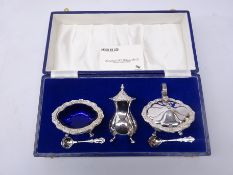 Shop stock: three piece silver-plated condiment set,