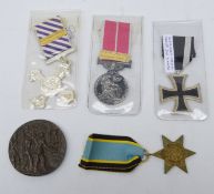 Lusitania propaganda medallion, unboxed and four replica medals - WW1 German Iron Cross 2nd Class,