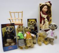 Seven official Meerkat soft toys with certificates (two boxed),