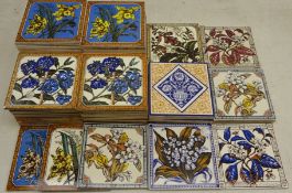 Large Collection of Art Tile Company and H&E Smith dust-pressed floral printed tiles,